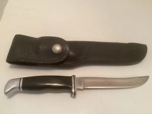 Buck Fixed Blade Hunting Knife 105 W/ Belt Loop Leather Buck Case USA - Picture 1 of 17