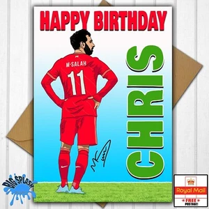 Liverpool Mo Salah personalisierte Geburtstagskarte beliebiger Name Verwandtes Alter - Bild 1 von 2