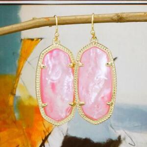 NWOT Kendra Scott Elle Pink Blush Pearl Earrings Gold Tone