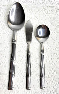 Reed Barton Rebacraft Royal Bamboo Butter Knife Sugar & Serving Spoon Stainless - Bild 1 von 7
