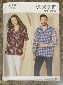 Vogue V1827 Unisex Men's/Women's Shirts - Size S - XXL Uncut Sewing Pattern - Picture 1 of 2