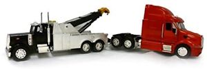 Newray Peterbilt Black Tow Truck with Red 1/32 Scale Pre-Built Diecast Model Set