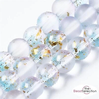 100 FROSTED GLITTER ROUND GLASS BEADS CLEAR WHITE PINK 6mm JEWELLERY MAKING FR16 - Image 1 of 4