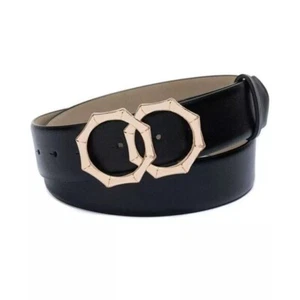 Cinturón con hebilla de bambú doble círculo INC International Concepts, negro, S - Imagen 1 de 7