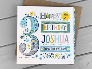 Personalised 3rd Birthday Card, special third birthday card, age 3, three - Picture 1 of 9