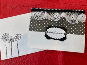 Handmade Card ANNIVERSARY, HAPPY BIRTHDAY OR RETIREMENT Card with Lace - Picture 1 of 3