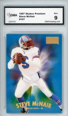 1997 Skybox Premium Steve McNair #157 GMA Graded 9 Mint Tennessee Oilers Card - Image 1 of 2