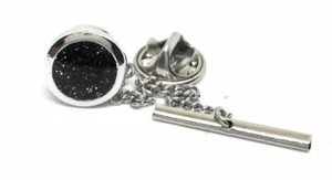 BLACK AND SILVER METAL FLAKE TIE TACK - Picture 1 of 4