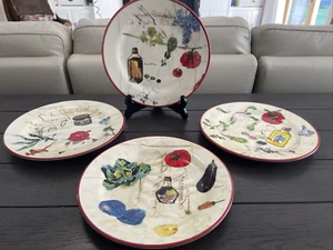 4 William Sonoma dessert Plates Les Legumes 4 Plate Set 8.75 inches wide - Picture 1 of 6