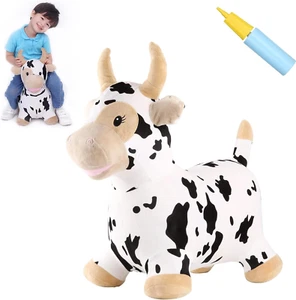Bouncy Cow Farm Animal Hopper Toys, Toddler Plush Bouncing Inflatable Bouncer, R - Picture 1 of 12