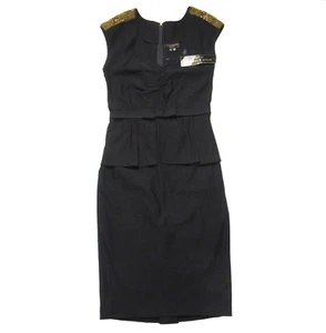 NWT Stop Staring! Icon Sheath in Black Peplum Beaded Stretch Wiggle Dress 14 - Picture 1 of 11
