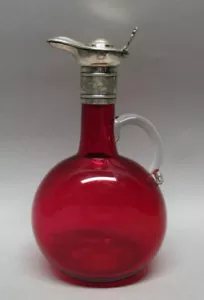 Gorgeous Antique 19th C. Claret Wine Decanter  Ruby Red Art Glass,  circa 1890 - Picture 1 of 7