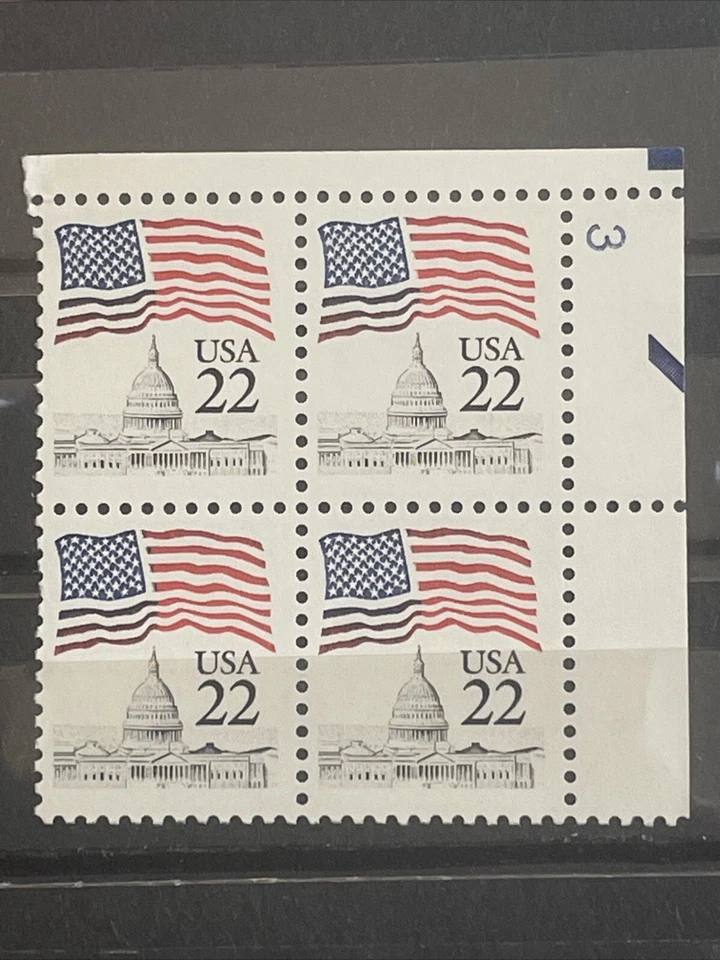 22-Cent Flag Over Capitol Sc# 2114 MNH Plate Block of 4 - Image 1 of 1