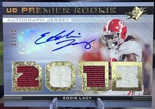 2013 Upper Deck SPX Premier Rookie Autograph Jersey Eddie Lacy 70 Quad Jersey