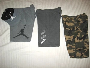 Lot OF 3 Pair Boys Fleece Shorts & One Snap Cap ~ Size Youth M ( 10-12 ) - Picture 1 of 7