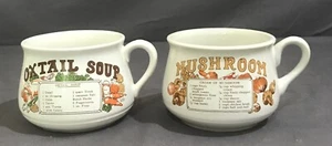 2 Vintage Soup Mugs Mushroom Soup & Oxtail  Soup With Recipes - 400ml - Picture 1 of 5
