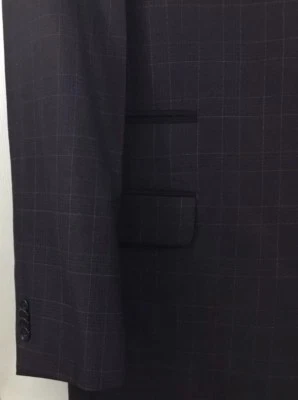 Abrigo deportivo Paul Fredrick Windowpane para hombre berenjena 100 % lana solapas pico talla 42L Foto 1 de 4