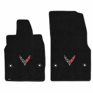 2020-2024 C8 Corvette Lloyd Embroidered Front Floor Mats - Silver Flags - Picture 1 of 3