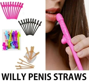 Dicky Sipping Straws Drinking Straw Bachelorette Party Favor Decor 10 or 20 Pack - Picture 1 of 13