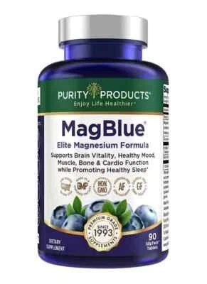 Purity Products MagBlue Magnesium Bisglycinate 90 Tablets Exp 10/2026 - New! - Image 1 of 2