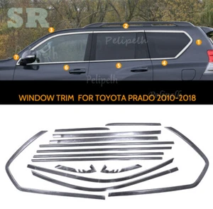 Fits For 2010-2018 Toyota Prado chrome stainless windows cover trim Strip Cover - Picture 1 of 12