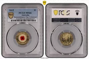 Australia 2012 $2 Remembrance Day Colorized Red Poppy PCGS MS66 #0227 - Picture 1 of 1