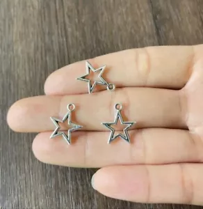 20 PCS STAR CHARMS PENDANT ANTIQUE SILVER TIBETAN STAR CHARMS JEWELLERY 12mm - Picture 1 of 1