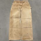 Vintage 90s Carhartt Double Knee Pants 30x29 Brown Tan Canvas Wide Leg Faded USA