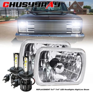 For Chevrolet C10 C20 C30 1981-1986 Pair 7x6" 5x7 LED Headlights Hi/Lo Lamps DRL - Picture 1 of 14