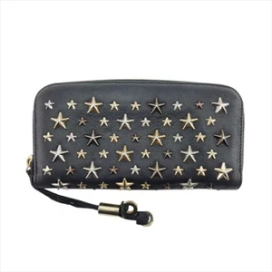 JIMMY CHOO Long Wallet Studs Leather Authentic USED G1685 - Picture 1 of 10