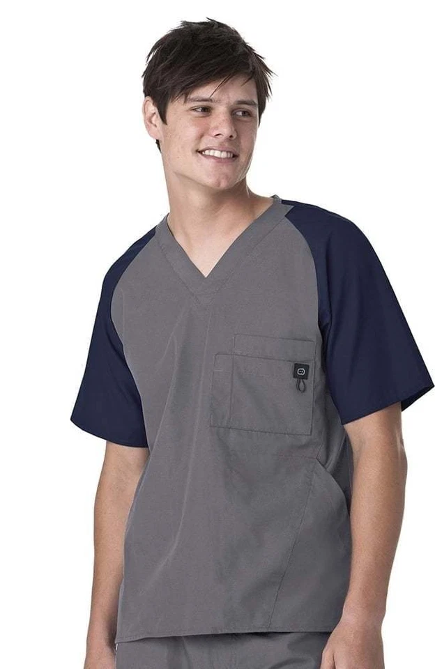 NUEVO WONDERWINK HOMBRE RAGLÁN BLOQUE 5 BOLSILLOS EXFOLIANTE TOP UNIFORME DE ENFERMERÍA #6716C Foto 1 de 1