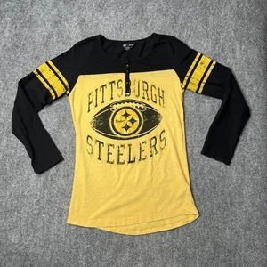 T-shirt Pittsburg Steelers NFL Team Apparel donna M manica lunga bottoni leggeri - Foto 1 di 12