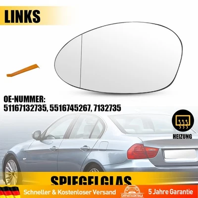 SPIEGELGLAS BEHEIZBAR LINKS FÜR BMW 1 E81 E82 E87 E88 BMW 3 E46 E90 E91 E92 E93 - Bild 1 von 4