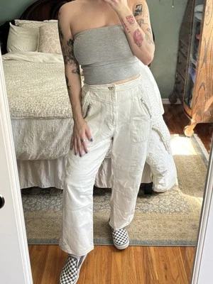 Free People - Women’s Cream Cargo Pants - Size 10 - Boho Casual Pants - Image 1 of 4