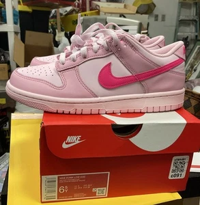 ๐ฅ New NIKE DUNK LOW TRIPLE Soft PINK BARBIE DH9765-600 KIDS SIZE 6.5Y Youth - Picture 1 of 6