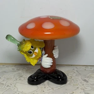 Vintage Murano Venetian Glass Clown Hugging Mushroom Figurine Italy Label - Picture 1 of 8