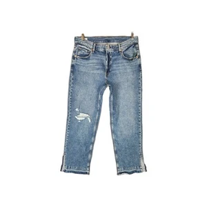 Gap Jeans Women's 30/10P Short Blue 90s Loose Mid Rise Side Slit Distressed NWT - Picture 1 of 9