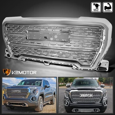 Fits 2019-2021 GMC Sierra 1500 Chrome Denali Style Mesh Front Hood Grille Grill - Image 1 of 4
