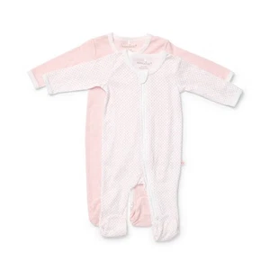 Baby Girls Marquise 2 Pack Pink Spot & Stripe Cotton Zipsuit Sleepsuit Bodysuit - Picture 1 of 5
