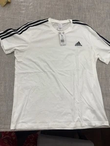 Adidas Sportswear White T-shirt With Black Strips DL3733 Size men XL - Picture 1 of 5