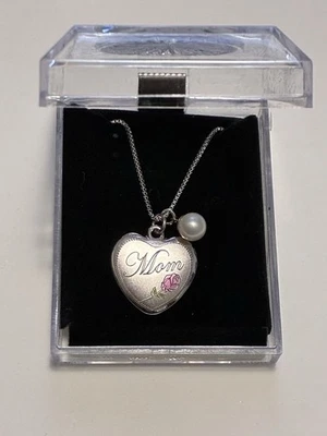 Colar de coração vintage de prata esterlina com pérolas de batel com pérola rosa e branca - Imagem 1 de 4