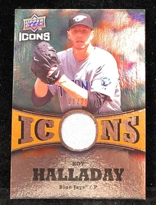 Camiseta deportiva usada del juego Roy Halladay 2009 Upper Deck Icons #21/25 SP HOF BLUE JAYS - Imagen 1 de 2
