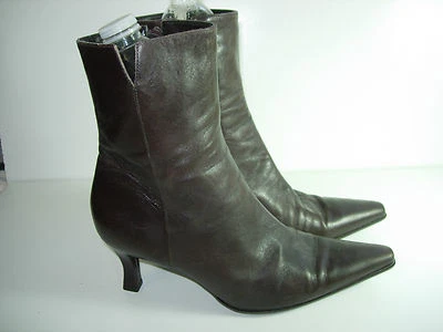 BOTAS ALTAS MUJER CUERO MARRÓN BECERRO TACONES ZAPATOS CONFORT CARRERA TALLA 6.5 M  Foto 1 de 4