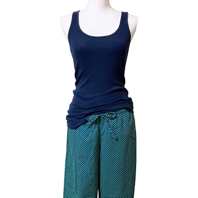 Polka Dot Pajama Set Small Xhilaration Cropped Lounge Pants with Old Navy Tank - Image 1 of 4