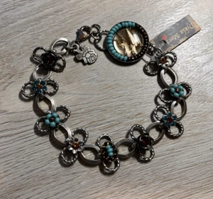 Dikla Meri Handcrafted Bracelet Metal Beads Rhinestones Signed New Israel - Picture 1 of 7