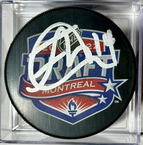 Frank Nazar Chicago Blackhawks autographed 2022 NHL Draft puck - JSA COA - Picture 1 of 3