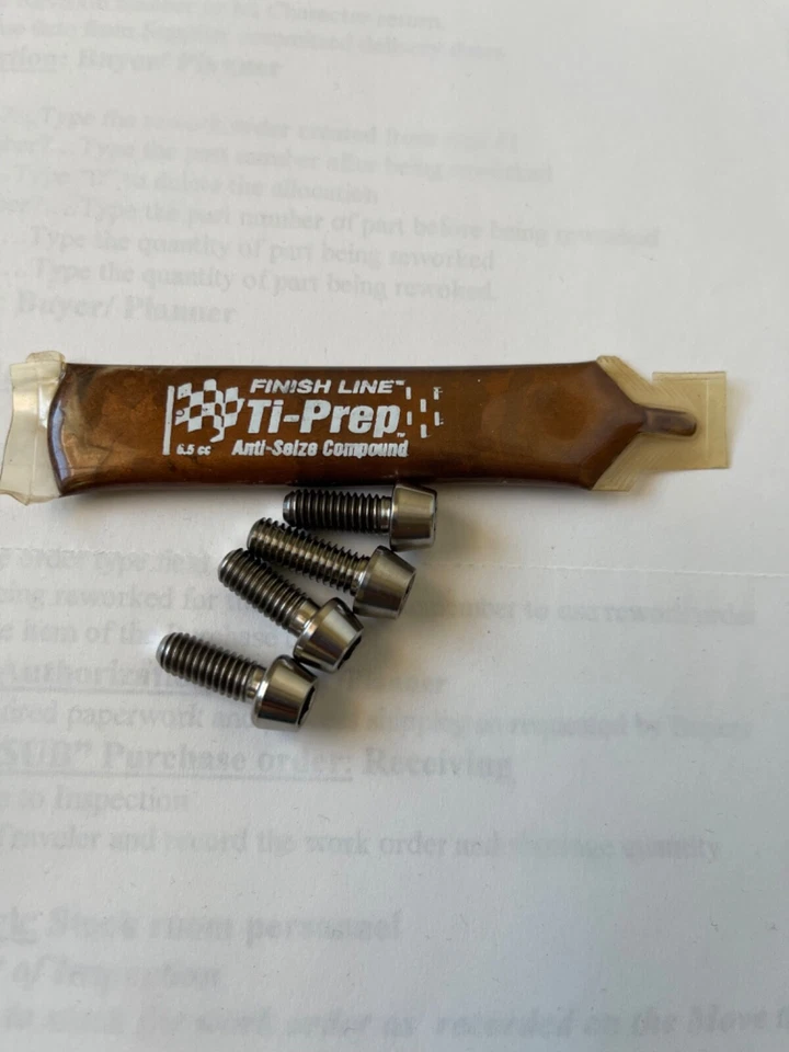 Titanium  stem bolt M6x15mm bolt set-Taper head -Allen socket - Image 1 of 1