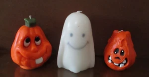 3 ~ 5" Neu aus altem Lagerbestand Vintage Halloween Kerzen ~ lächelnder Geist ~ 1 gruselig / 1 albern aussehende Jol's - Bild 1 von 4