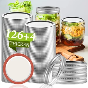 Canning Lids 130PCS, Mason Jar Lids Wide Mouth 86MM Canning Lids Anti-Rust and L - Picture 1 of 8