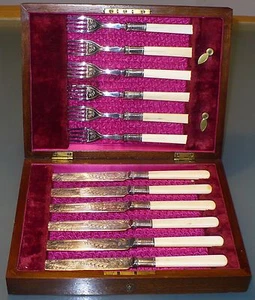 ANTICO SET POSATE PIATTO ARGENTO FINE 1800 HW LTD HENRY WILKINSON & CO - Foto 1 di 12